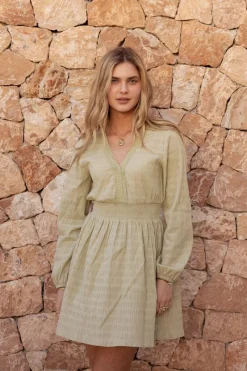 My Jewellery Robe Verte Avec Col En V Vert olive/Vert Outlet