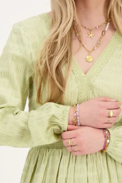 My Jewellery Robe Verte Avec Col En V Vert olive/Vert Outlet