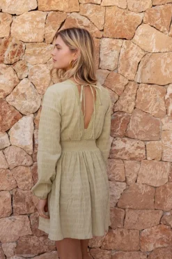 My Jewellery Robe Verte Avec Col En V Vert olive/Vert Outlet