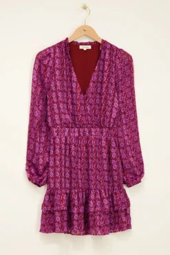 My Jewellery Robe Violette à Imprimé Floral Et Lurex Fashion