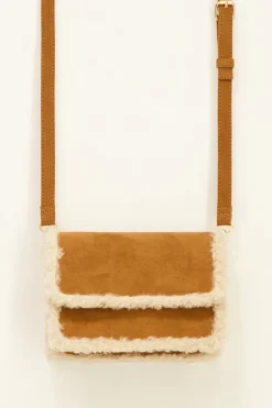 My Jewellery Sac à Bandoulière Couleur Cognac En Tissu Peluche Discount