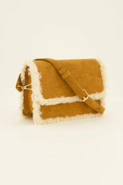 My Jewellery Sac à Bandoulière Couleur Cognac En Tissu Peluche Discount