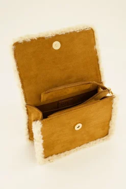 My Jewellery Sac à Bandoulière Couleur Cognac En Tissu Peluche Discount