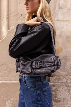 My Jewellery Sac à Bandoulière En Denim Gris Avec Compartiments Et Fermetures éclair Gris/Gris foncé Best