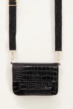 My Jewellery Sac à Bandoulière Avec Imprimé Croco Noir Discount