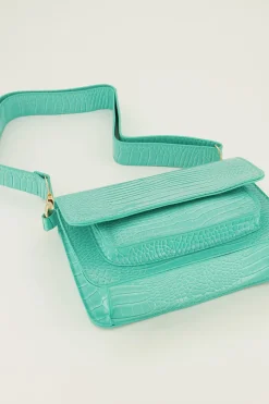 My Jewellery Sac à Bandoulière Avec Imprimé Croco Turquoise Discount