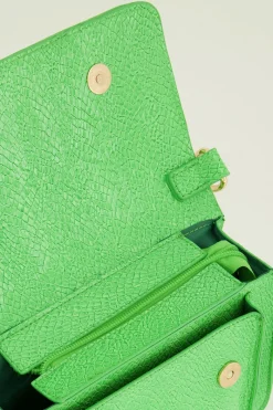 My Jewellery Sac à Main Avec Bandoulière Vif à Motif Croco Vert Outlet