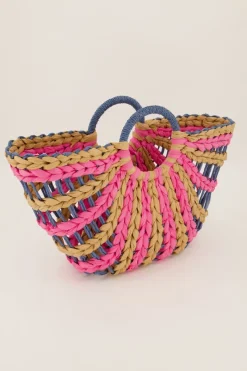My Jewellery Sac à Main Tressé Beige Et Rose Rose/Bleu/Beige Fashion