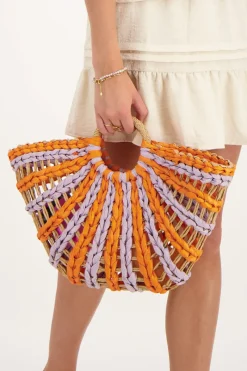 My Jewellery Sac à Main Tressé Orange Et Rose Rose/Orange Clearance