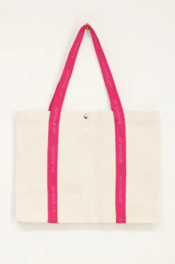 My Jewellery Sac Cabas En Toile Beige à Anses Roses Néon Rose/Beige Best