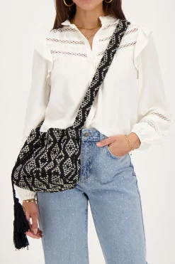 My Jewellery Sac Rond Et Blanc à Bandoulière Avec Imprimé Aztèque Noir Sale