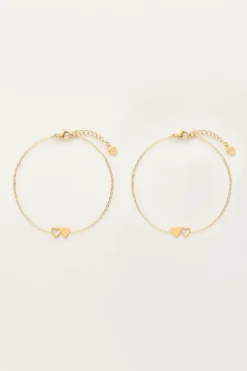 My Jewellery Set De 2 Bracelets à 2 Coeurs New