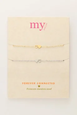 My Jewellery Set De 2 Bracelets à 2 Coeurs New