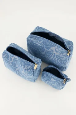 My Jewellery Set De Trousses De Toilette En Denim Avec Imprimé Roses Outlet