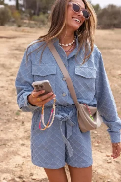 My Jewellery Short En Denim Tissé Bleu Fashion