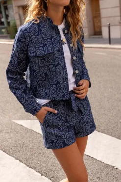 My Jewellery Short En Jean Bleu Avec Des Roses Discount
