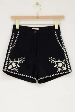 My Jewellery Short Noir En Mousseline Avec Broderie Fashion