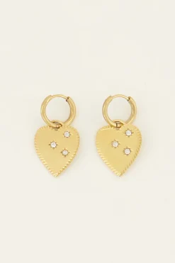 My Jewellery Sunchasers Boucles D’oreilles à Coeur Et Strass Fashion