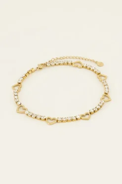 My Jewellery Sunchasers Bracelet De Cheville à Coeurs Et Strass Hot