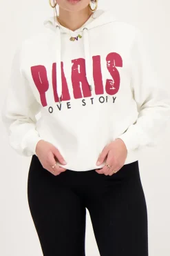 My Jewellery Sweat à Capuche Blanc Paris Love Story Outlet