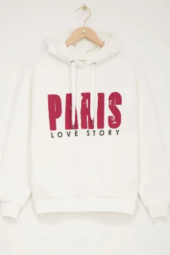 My Jewellery Sweat à Capuche Blanc Paris Love Story Outlet