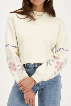 My Jewellery Sweat Avec Broderie Beige Hot