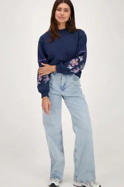 My Jewellery Sweat Avec Broderie Bleu foncé Online