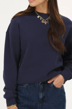 My Jewellery Sweat Bleu Foncé "Fleur Sauvage" Bleu foncé/Bleu Discount