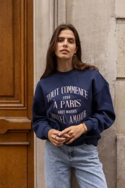 My Jewellery Sweat Bleu Foncé "Hotel Amour" Fashion