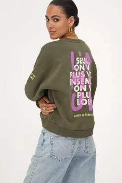 My Jewellery Sweat Graffiti Vert Foncé "L'amour" Vert olive/Vert/Vert foncé Hot