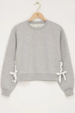 My Jewellery Sweat Gris Avec Nœuds Blancs Clearance