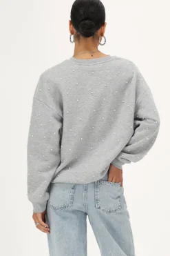 My Jewellery Sweat Gris Oversize Avec Perles Discount