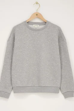 My Jewellery Sweat Gris Oversize Avec Perles Discount