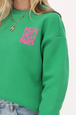 My Jewellery Sweat Avec "Mon Amour Paris" En Rose Vert New