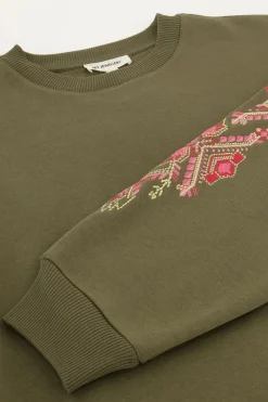 My Jewellery Sweat Vert Foncé Avec Broderie Rose Sale