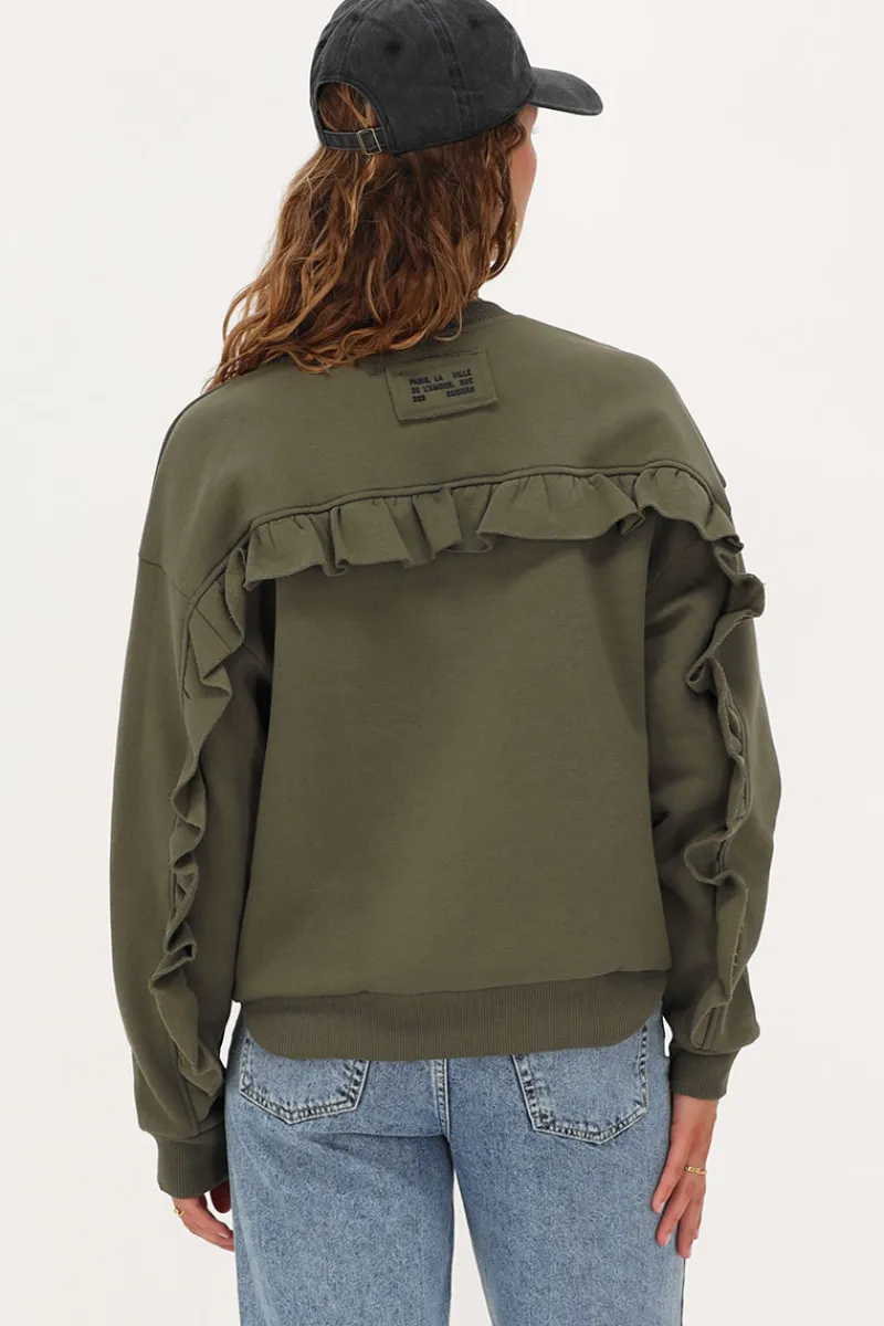 My Jewellery Sweat Avec Volant Et écusson Vert foncé Online