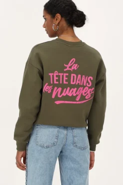 My Jewellery Sweat Vert Foncé "Head In The Clouds" Vert olive/Vert/Vert foncé Best