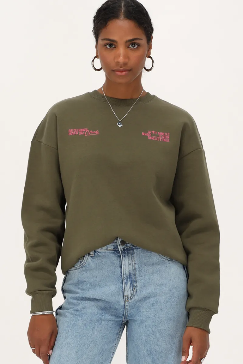 My Jewellery Sweat Vert Foncé "Head In The Clouds" Vert olive/Vert/Vert foncé Best
