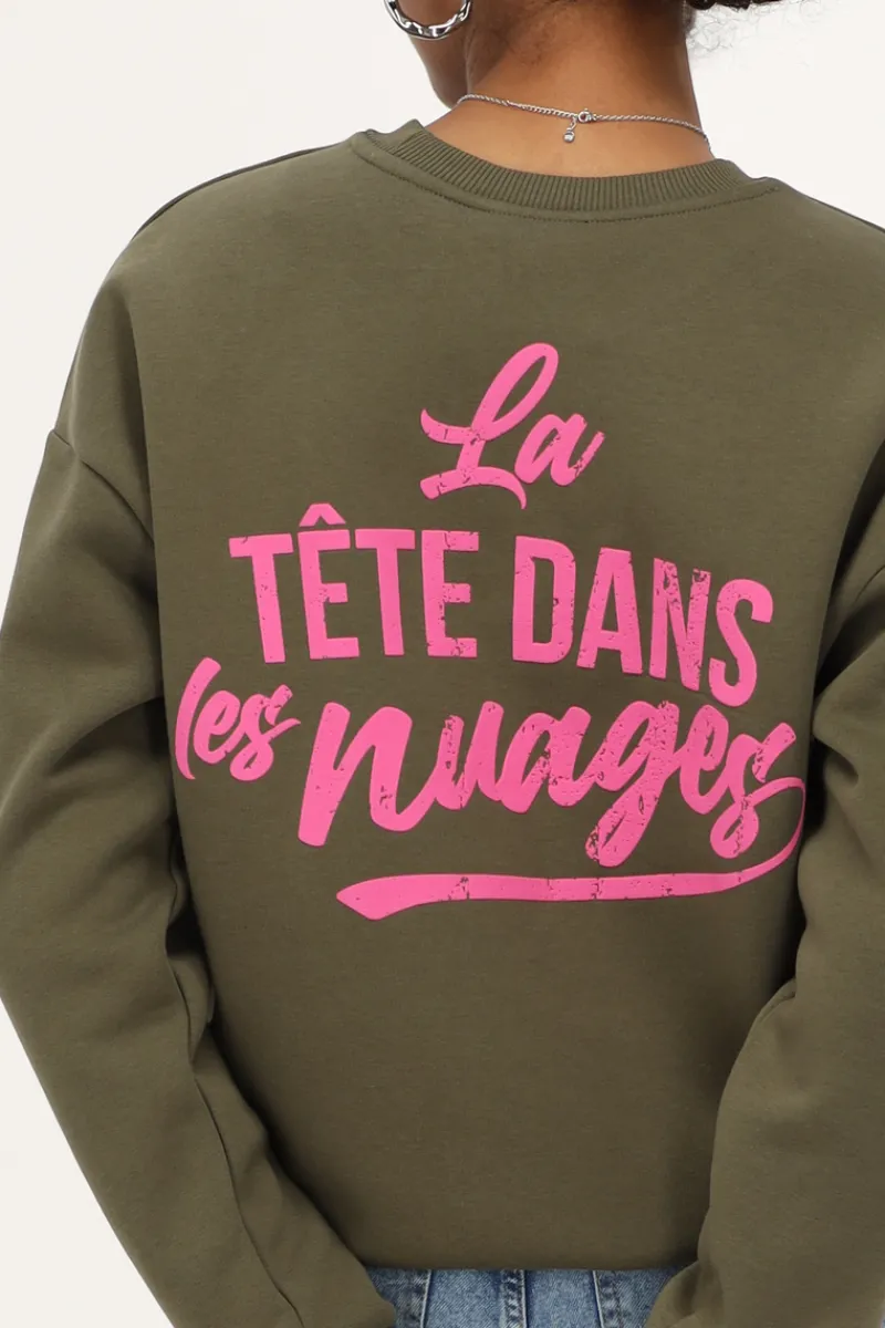 My Jewellery Sweat Vert Foncé "Head In The Clouds" Vert olive/Vert/Vert foncé Best