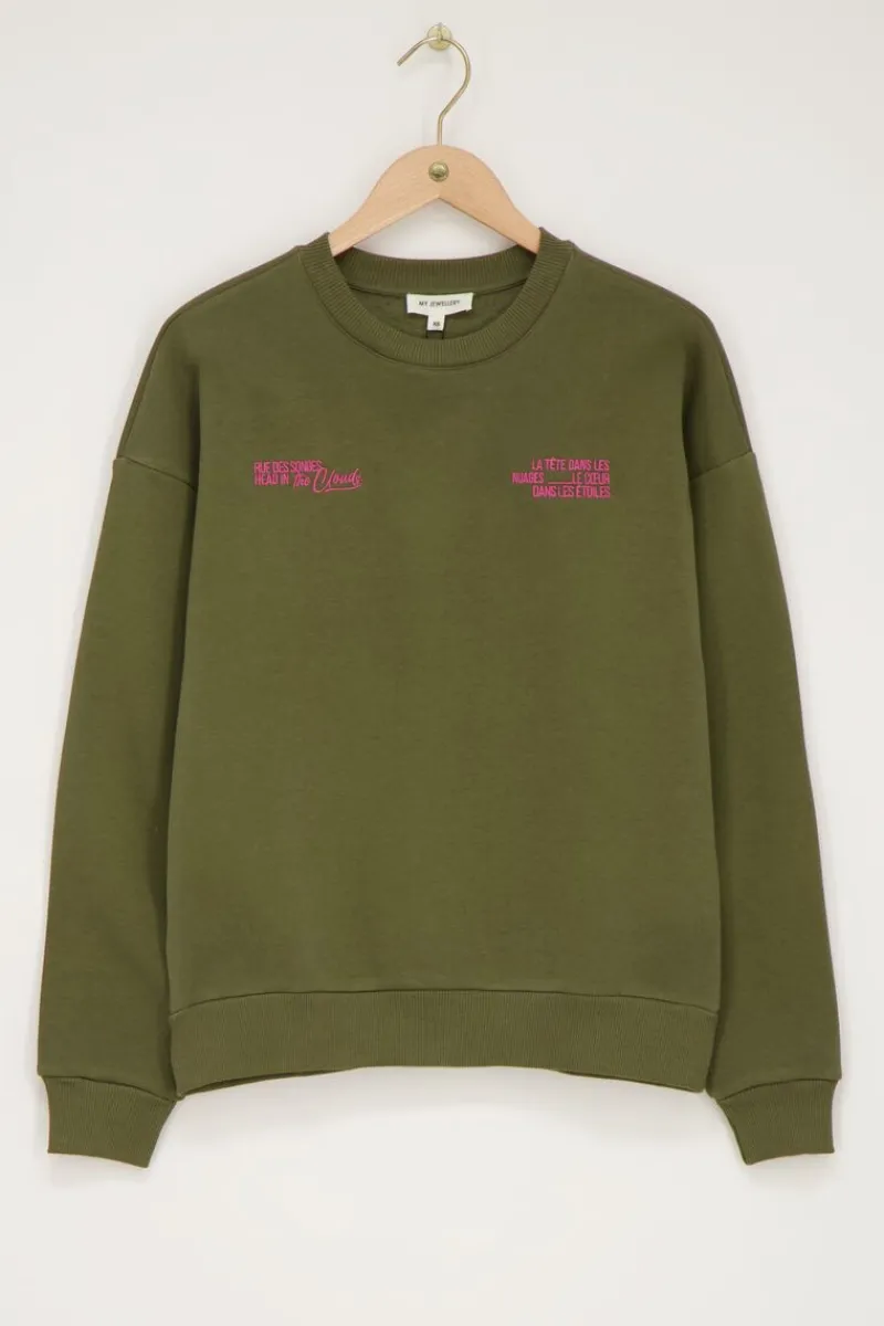 My Jewellery Sweat Vert Foncé "Head In The Clouds" Vert olive/Vert/Vert foncé Best
