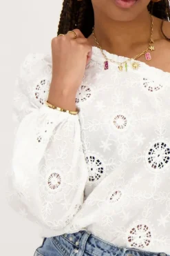 My Jewellery Top Asymétrique à Manche Longue Blanc Avec Broderie Online