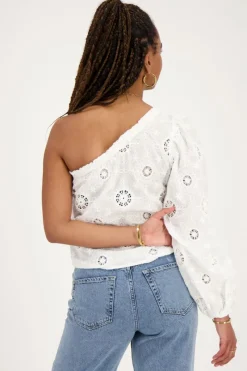 My Jewellery Top Asymétrique à Manche Longue Blanc Avec Broderie Online