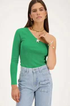 My Jewellery Top Asymétrique à Manche Longue Vert Online