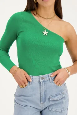 My Jewellery Top Asymétrique à Manche Longue Vert Online