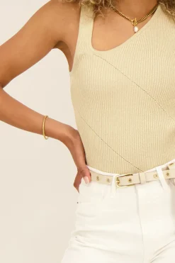 My Jewellery Top Asymétrique Beige Avec Structure Côtelé Online