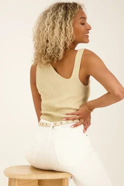 My Jewellery Top Asymétrique Beige Avec Structure Côtelé Online