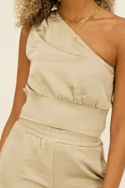 My Jewellery Top Asymétrique Satiné Beige Hot
