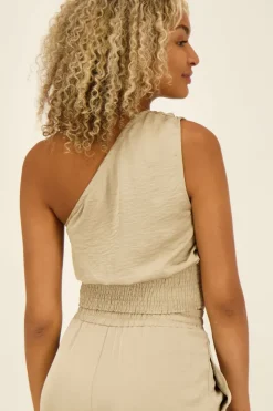 My Jewellery Top Asymétrique Satiné Beige Hot