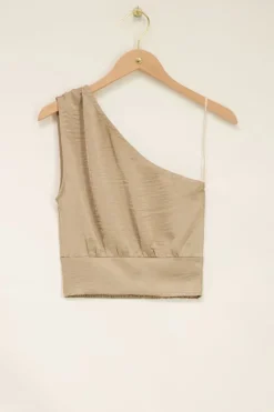 My Jewellery Top Asymétrique Satiné Beige Hot