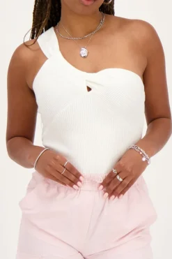 My Jewellery Top Asymétrique Avec Effet Torsadé Blanc Outlet